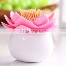 household plastic color eco-friendly lotus toothpick /cotton bud holder