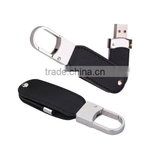 oem popular keychain leather usb flash drive 8gb bluk