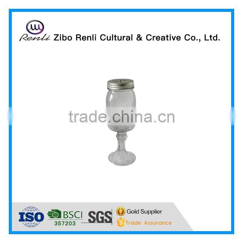 Pedestral Round Glass Mason Jar and Metal Lid for Candle Making