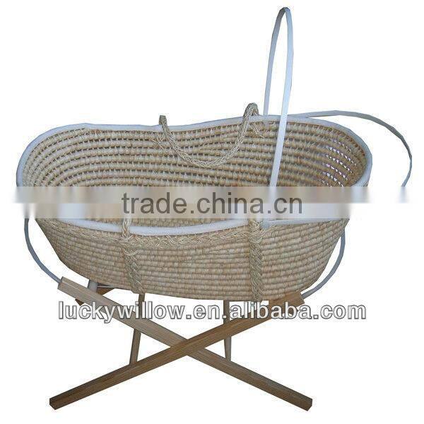 hand made white wicker baby pram basket for home use