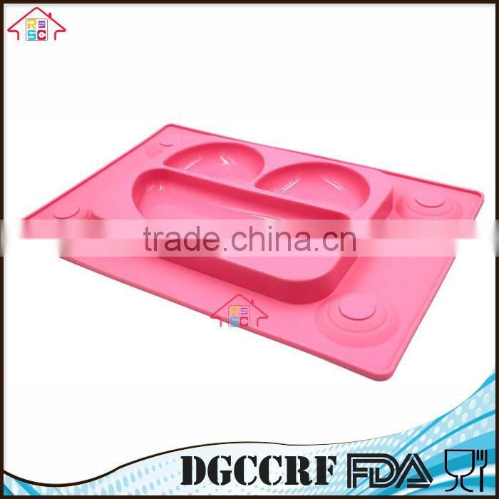 NBRSC Silicone Kids Plates Baby Food Mat Silicone Suction Placemat Happy Face Feeding Plate for Toddlers