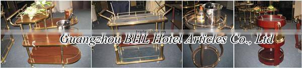 Guangzhou BHL Hotel Articles Roman Pillar Double-deck Golden hotel brass bar cart gold bar cart serving trolley