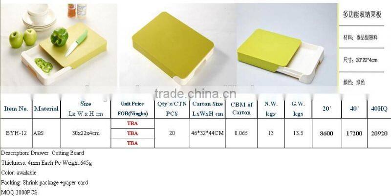 Multi-function Chopping Board With Tray /Plastic Drawer Cutting Board