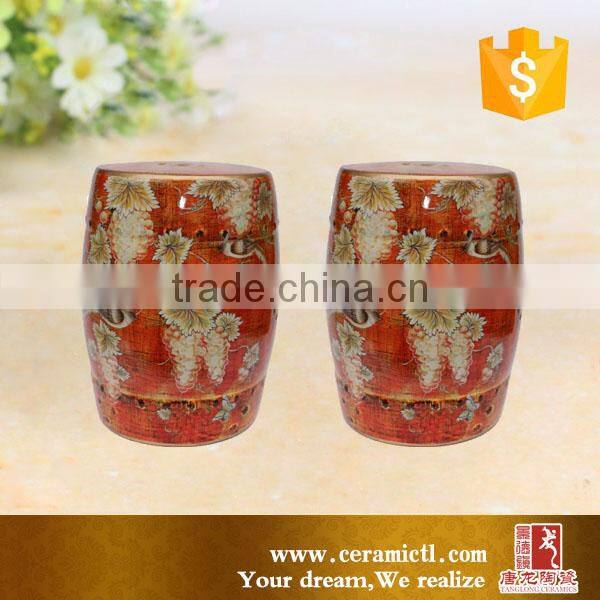 Custom-made red ceramic Garden Seat Stool