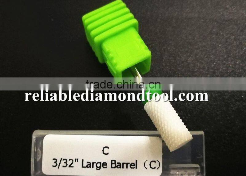 Course Type shank diameter 2.35mm Ceramic Burr For Nail 1 Piece Huaxing large barrel