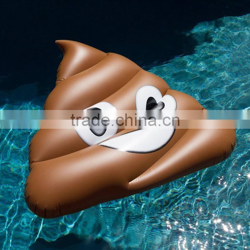 2017 hot selling leasure giant brown emoji inflatable pool float outdoor swim ring water party lounge for kids and adults