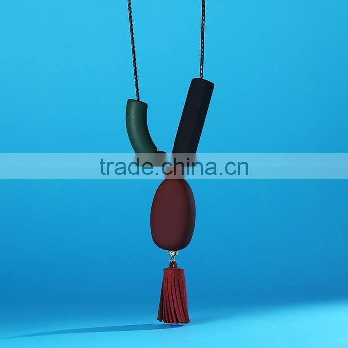 irregular beads pendant necklace geomotric bead pendant necklace tassel long sweater necklace