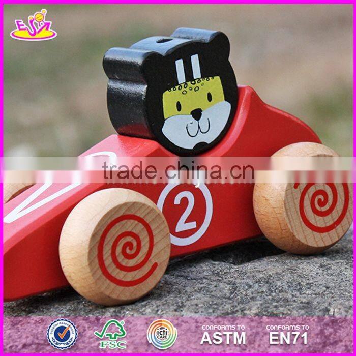 2017 New design funny animals wooden toy trucks for toddlers W04A335