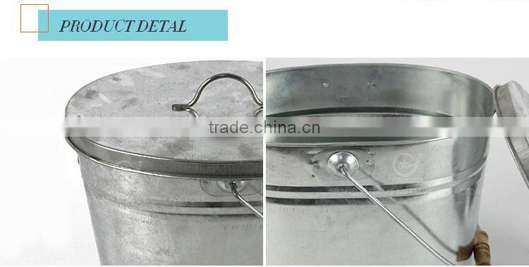 galvanized metal outdoor trash bin bucket