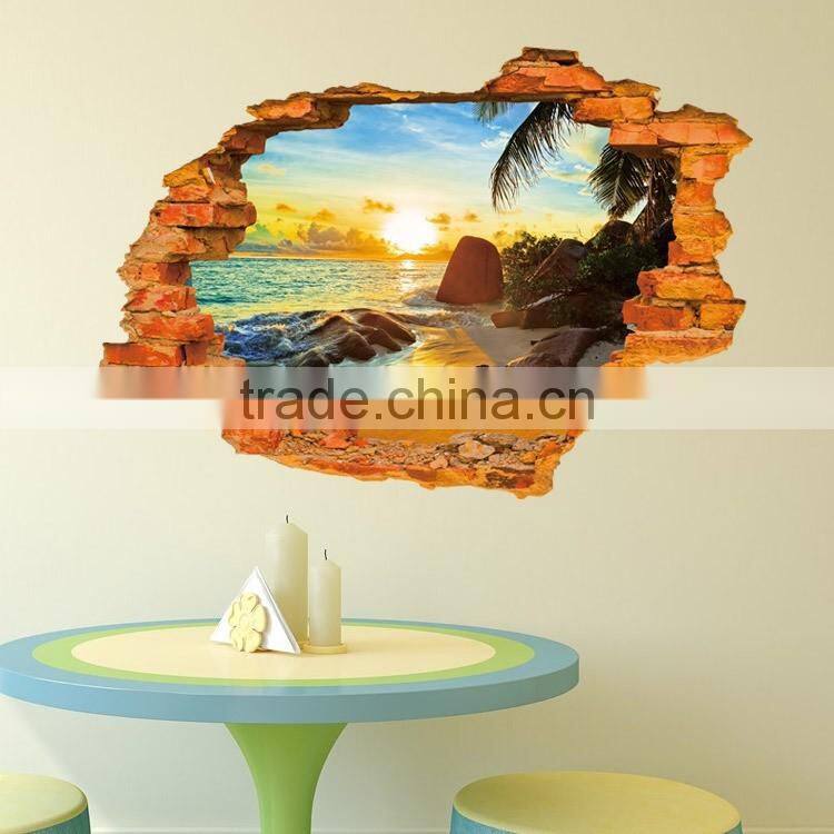 3D Removeable Beach And Sunshine Picture Wall Stickers Home Decor