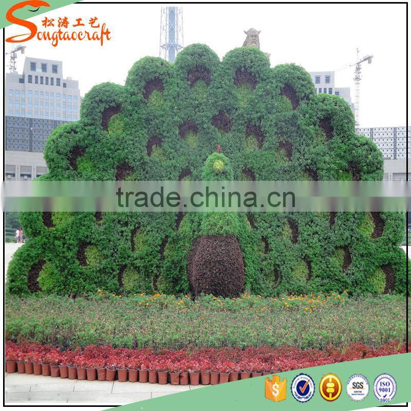 songtao high quality artificial peacock artificial animal topiary sculpture for garden decoration