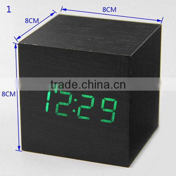 Multicolor Cube Led Digital Alarm wooden Clock