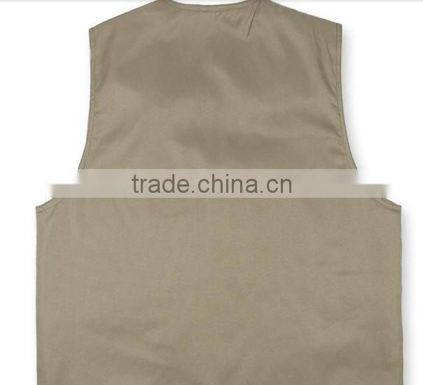Men's reversible clothing casual outdoor fishing vest multi-pocket Men V-neck cotton vest brand