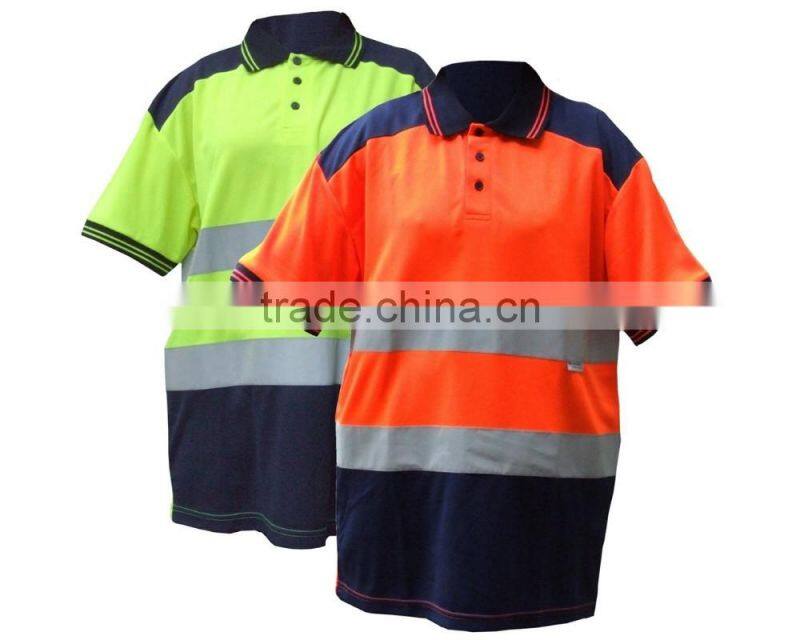 Custom safety workwear Reflective Stripes Hi vis Safety Polo Shirt