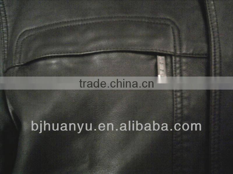 men spring autumn winter wear slim fit black colour long leather jackets