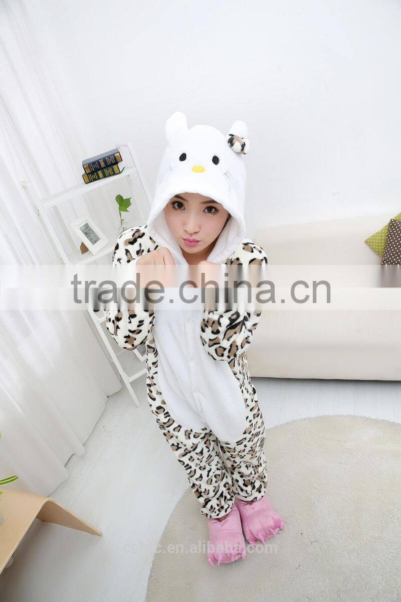 flannel cartoon adult animal jumpsuit animal pajamas jumpsuit leopard design