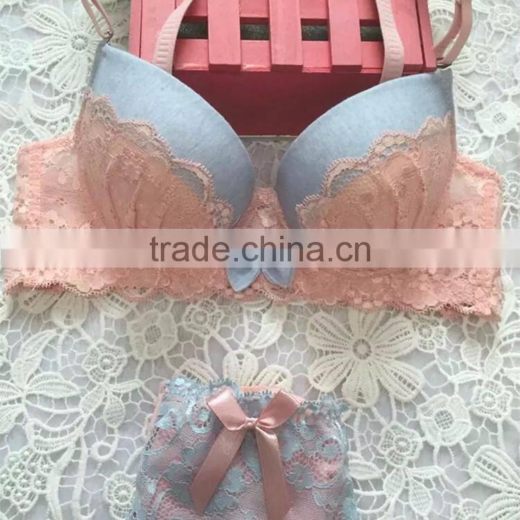 Hot net stylish sexy boob underwear red color padded bra and panties set