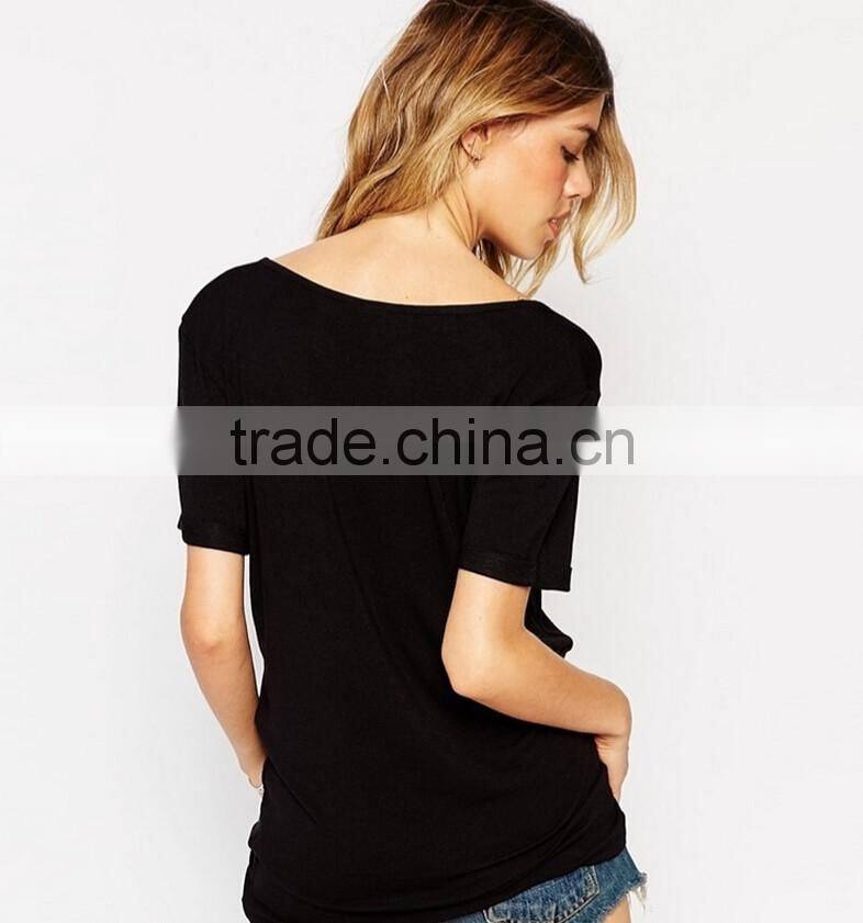 hot sale sexy women's v-neck t-shirt wholesale from ningbo, china