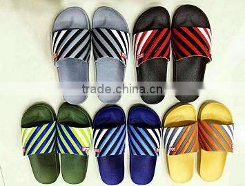 Mens PU rainbow stripe slipper comfortable summer shoes for man stock