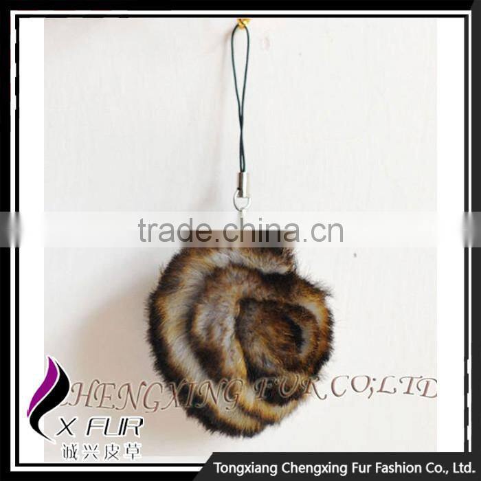 CX-P-22 Genuine Rex Fur Flower Mobile Phone Charms Fancy Keychain