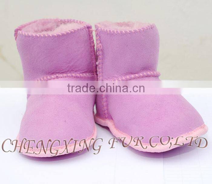 CX-SHOES-06 Cheap Genuine Sheared Leather Baby Shoes