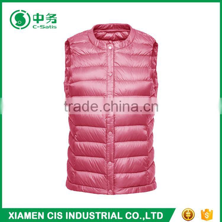 2017 New Product Pure Color Winter Windproof Warm Women Padded Down Vest