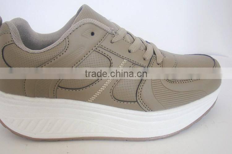 Good sale PU outsole brown upper women shoes 2017 with white sole