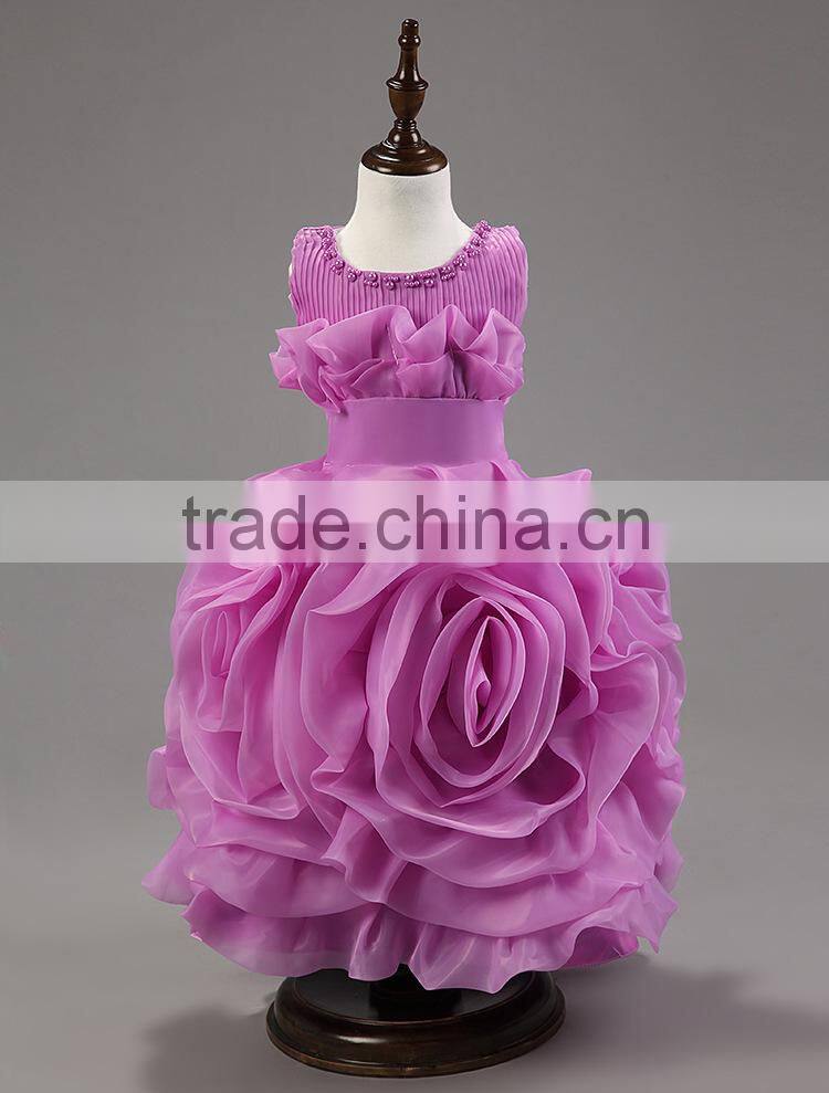 MGOO High End Stock 2-12 Years Girl Dress Purple Bullet Frocks New Fashion Brand Clothes Beaded MGT013-5