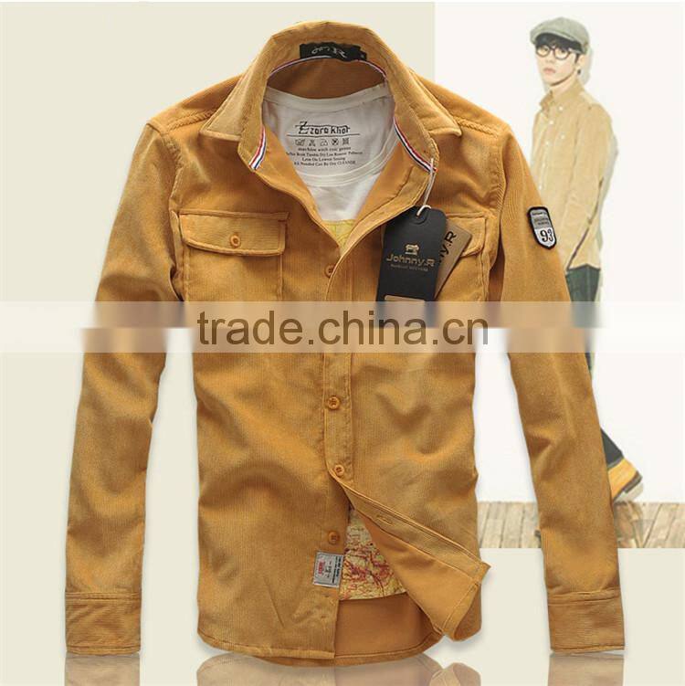 2015 High Quality 100% Cotton custom design contrast color men slim fit long sleeve lace shirt