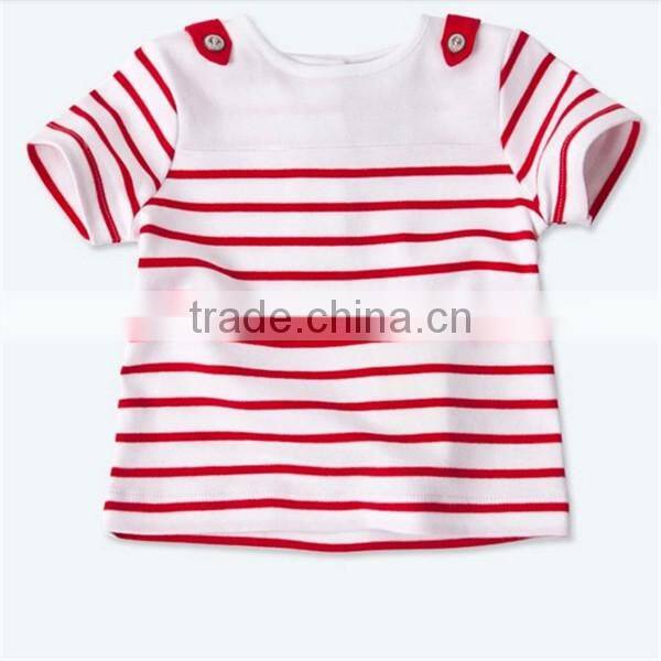 2016 summer male and female baby Navy Striped T-shirt