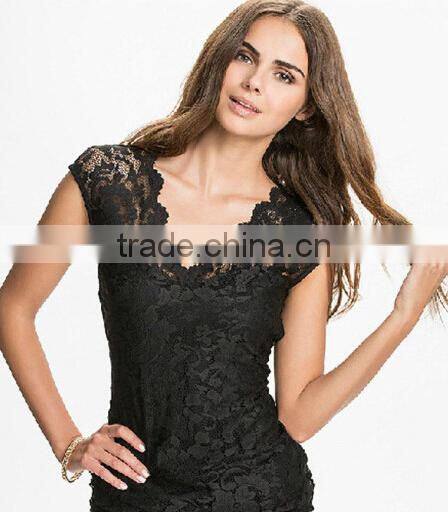 women custom print lace t shirt extend t shirt