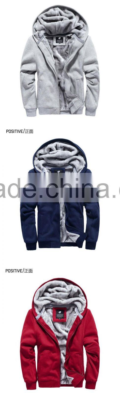 Wholesale Custom Zipper Thick Heavy Winter Fleece Hoodies For Men