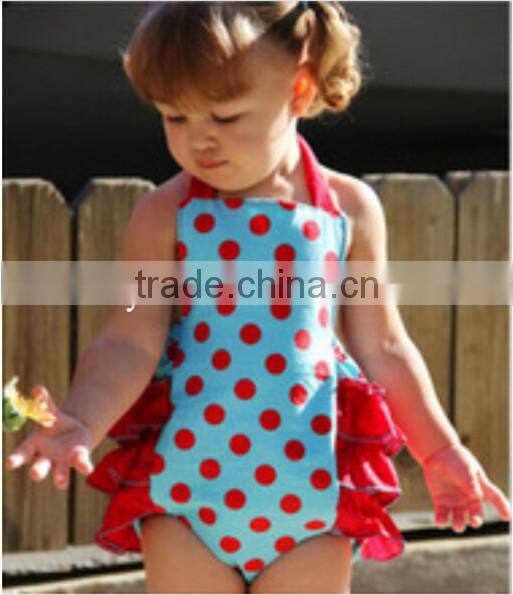 private label kid clothing children sweet polka dot cotton romper Summer Cute Candy Polka Dots Halter Baby Girl Romper