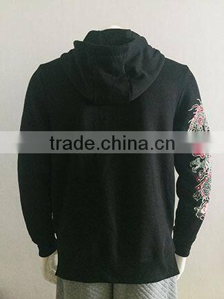 Men's fleece black embroidey pullover hoodie