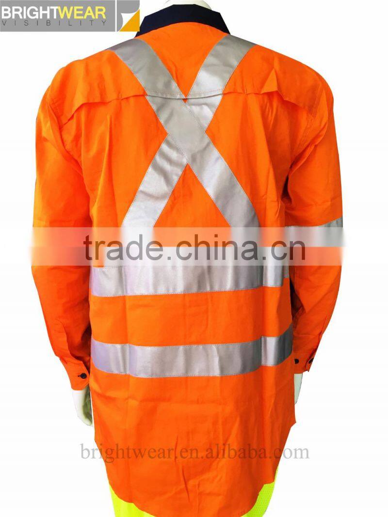 Hi vis long sleeve safety shirt with reflective tape for Australia