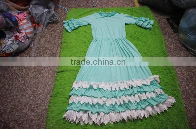 Girl Mint Green Party Dresses Child Cotton Frocks Design Children Ruffle Matching Dresses Toddler Girl Clothing Family