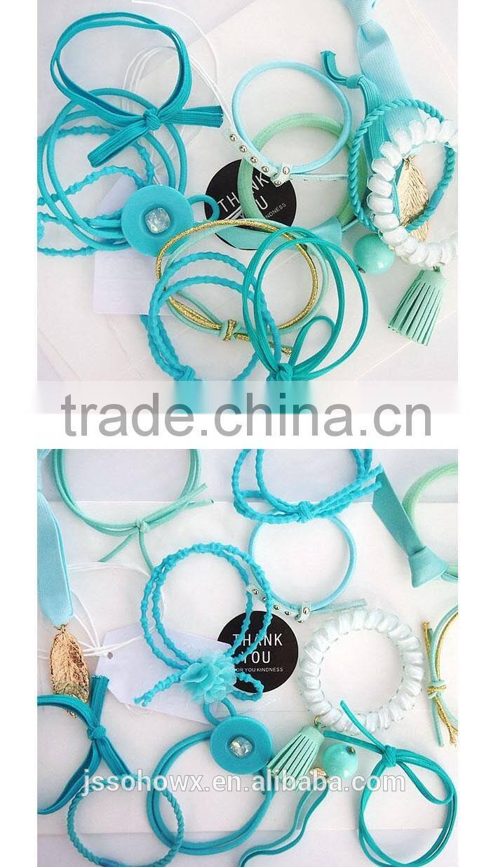 2017 Hot Sale Turquoise Knotted Hair Tie Set