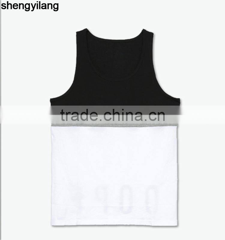 High quality cotton tank top Stitching fashionvest, wholesale custom tank top in guangzhou