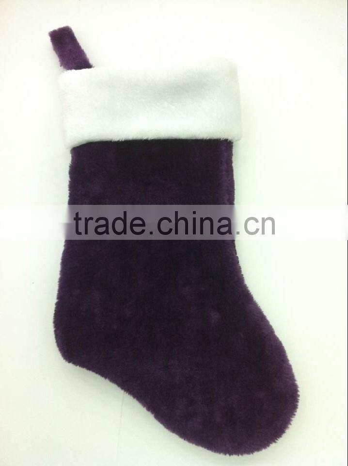 Good Quality Cheapest Christmas stocking,new design purple plush xmas stockings