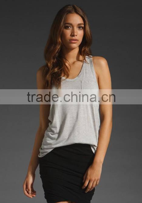 100% rayon classic pocket grey tank