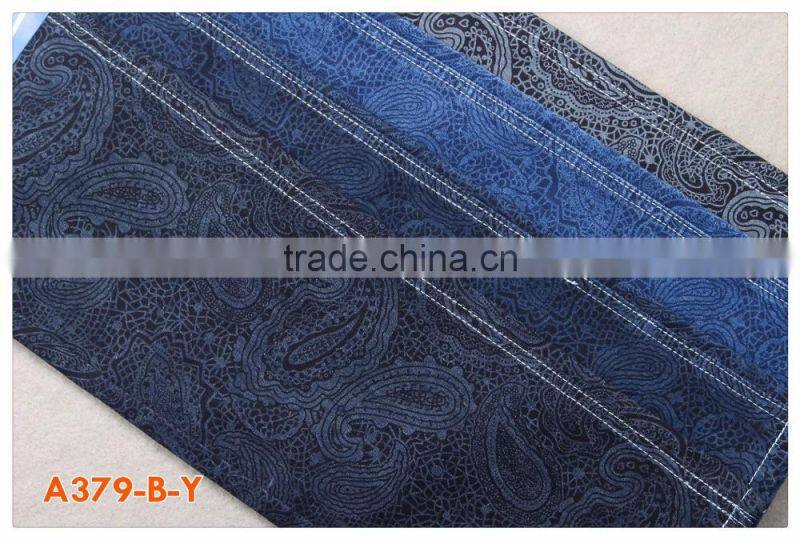 A379-B-Y10.5oz fashionable printed denim fabric made in China