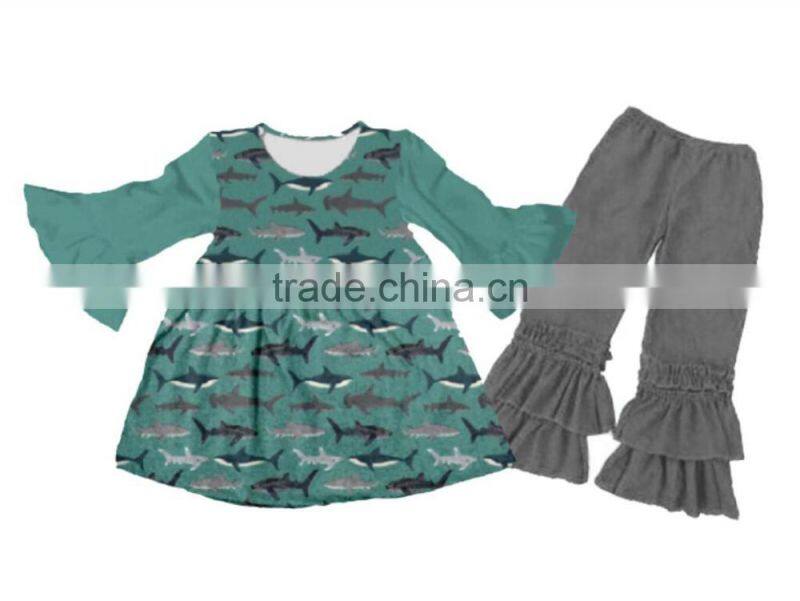 Wholesale China suppliers Girls boys printing clothing shark printing clothing