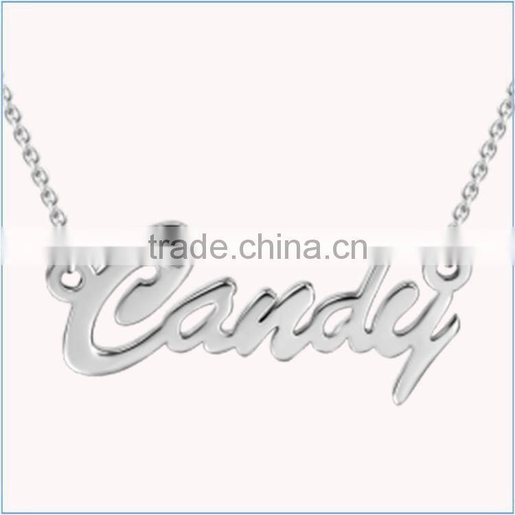 High Quality Stainless Steel Rose Gold Plated Diamond Inlay Name Necklace