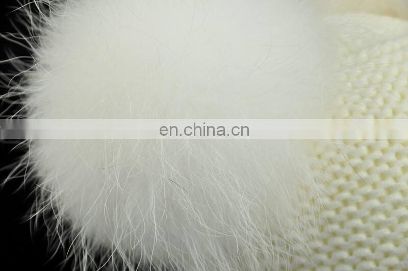 High Quality Fashionable Kids Beanie Hats With Two Fur Pom Poms Baby Fur Hat