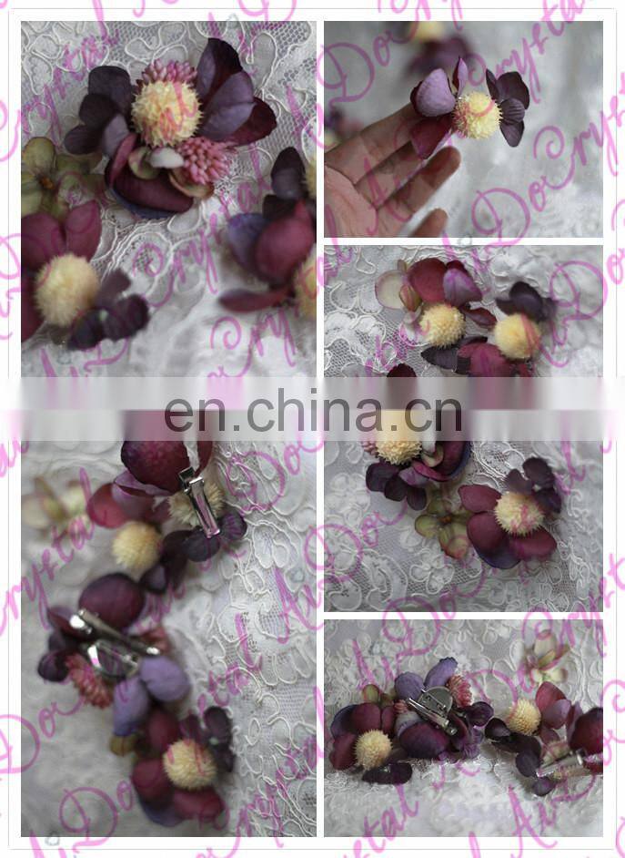 Aidocrystal fashion flower hair clip romantic fabric handmade rhinestone flower grecian headpieces