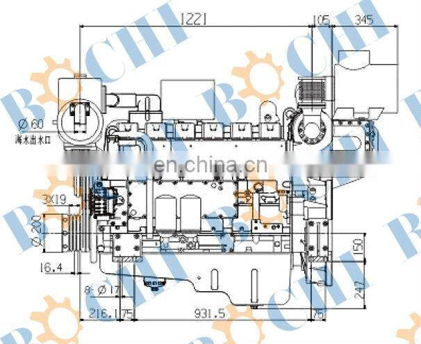 200~242kw 6 cylinder vertical boat diesel engine