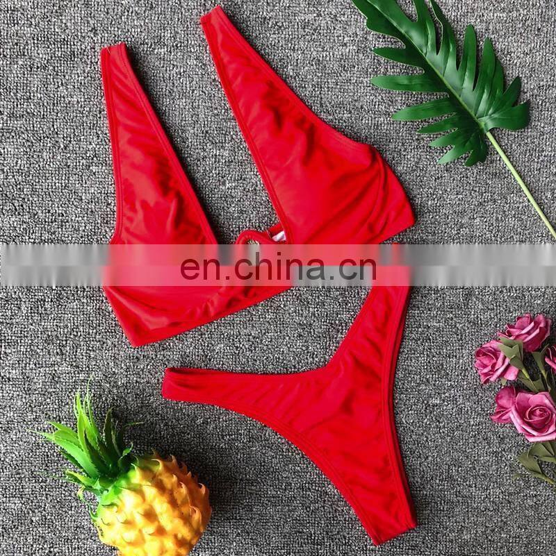 Underwire Push up Sexy Bikini Set Sexy Slim Brazilian Swimwear Female Bathing Suit Beachwear Solid Color