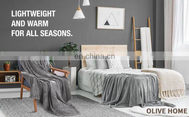 Silver Grey Travel Size Super Soft Fluffy Warm Solid Bed Throws Flannel Fleece Blanket
