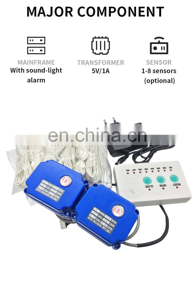water leak detection valve with sensor and controller for smart home