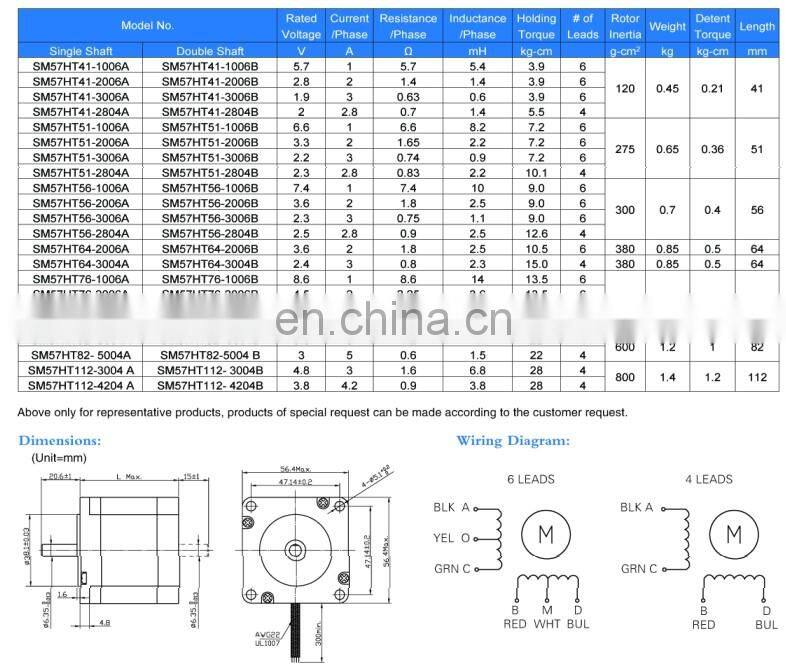 nema 23 57mm stepper motor 1.8 or 0.9 degree, geared version available